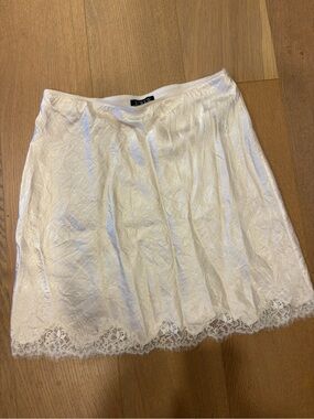 J. Crew White Lace-Trim Slip Skirt